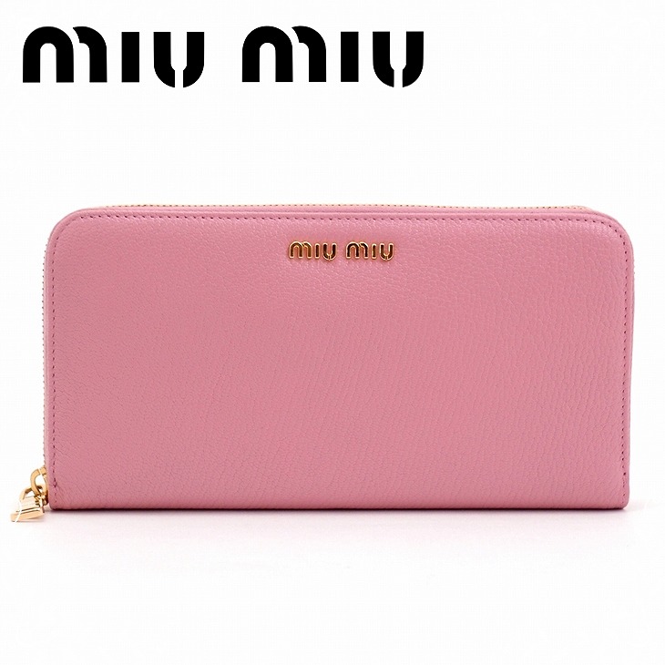 楽天市場】ミュウミュウ 財布 miumiu 長財布 ピンク レザー ラウンド