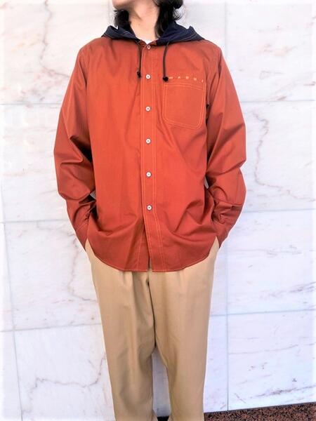 楽天市場】MARNI（マルニ）【HOODED COTTON OVERSHIRT】フード付きロゴ