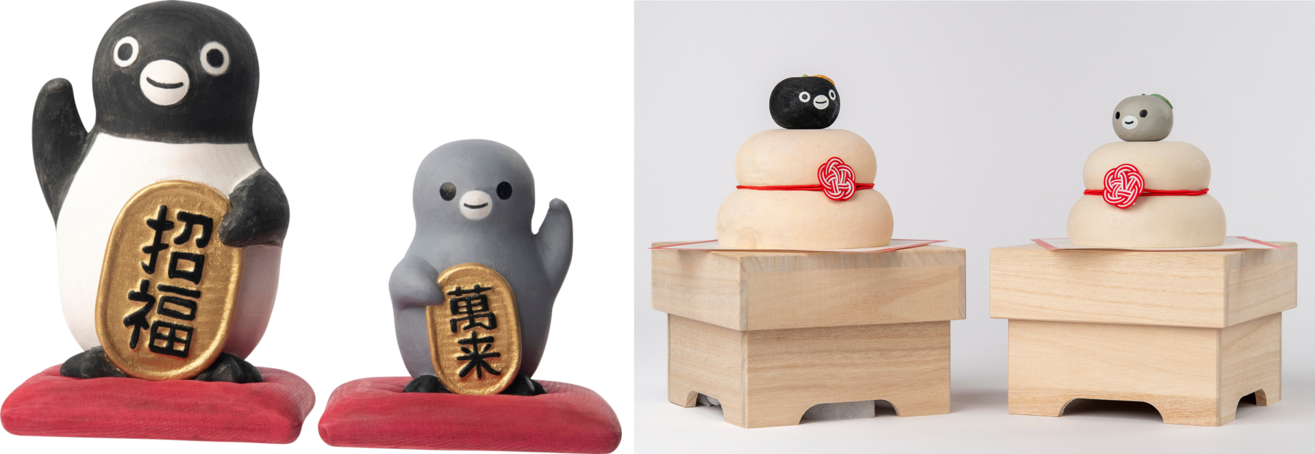Suicaのペンギン」が招きペンギンに！ 昨年即完“木彫り鏡餅”は子