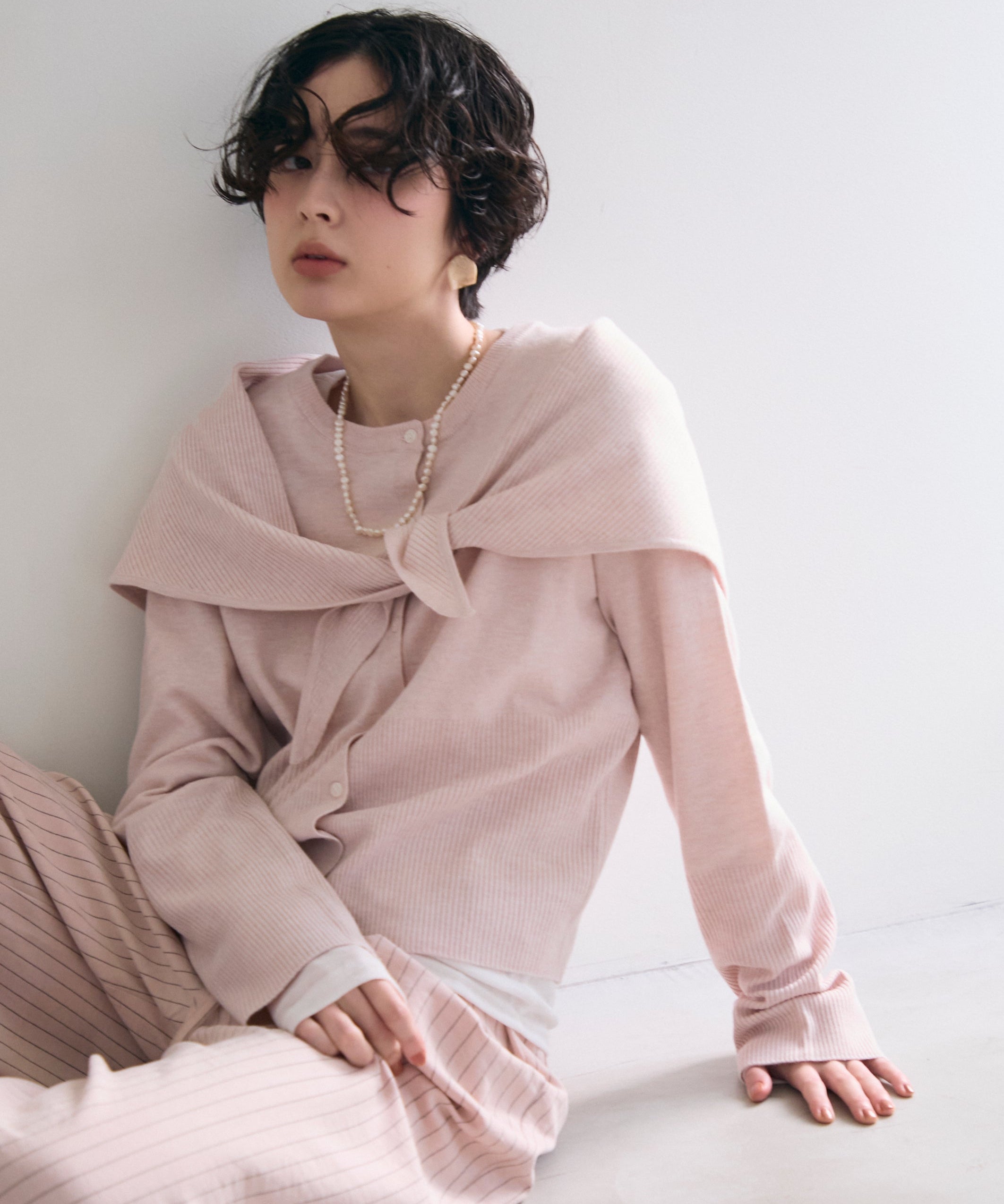 クルーネックカーディガン＆ストールSET | Trish