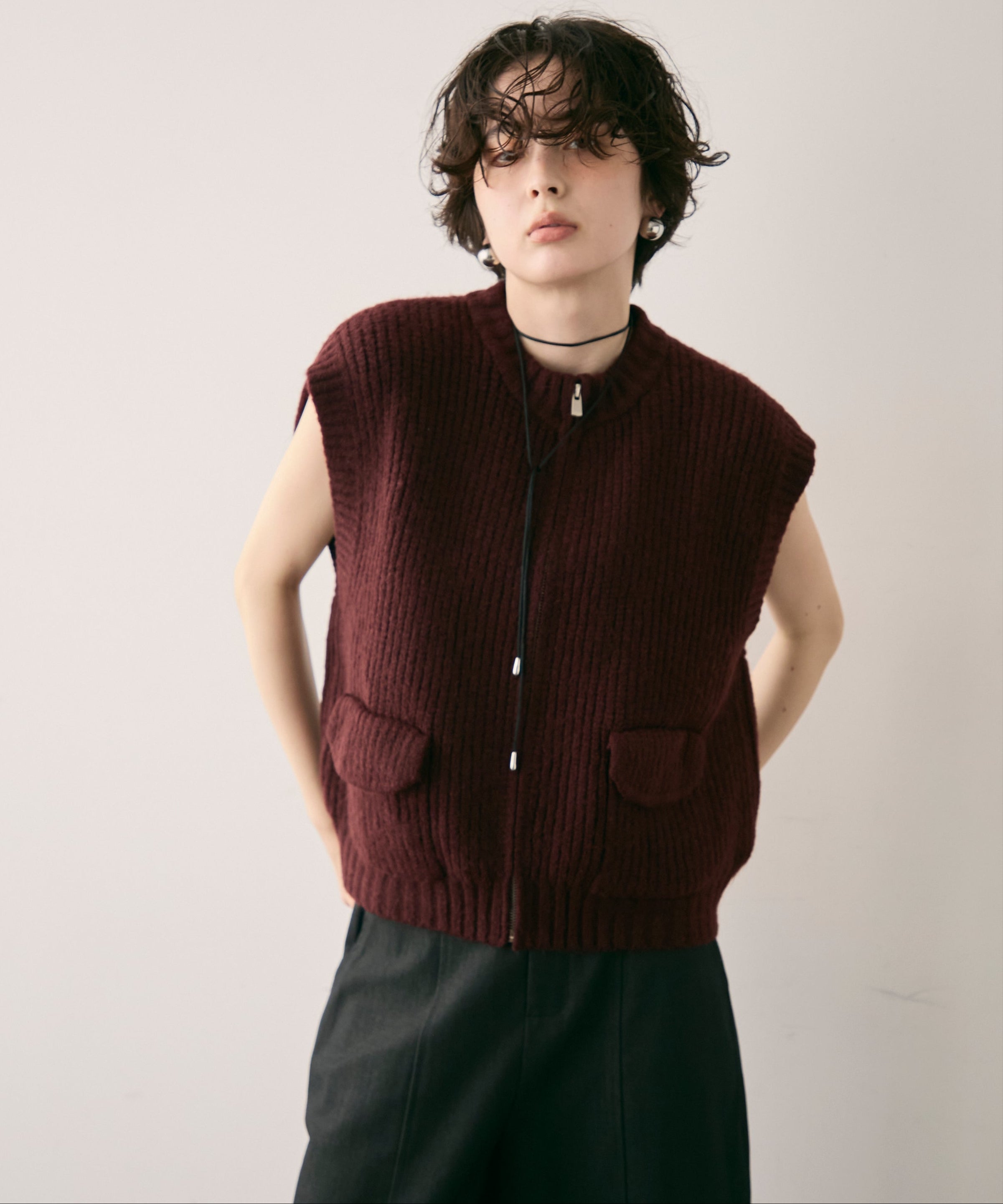 ポケット付きZIPベスト | Trish