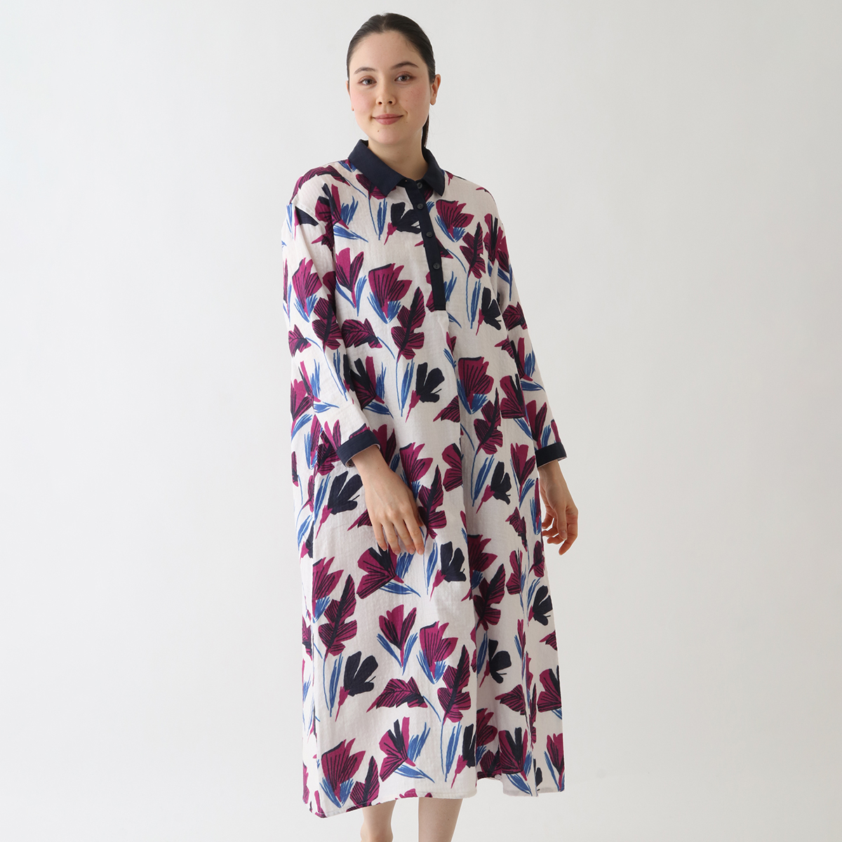 マシュマロガーゼ レディスリーフプリントワンピース（RWF23862