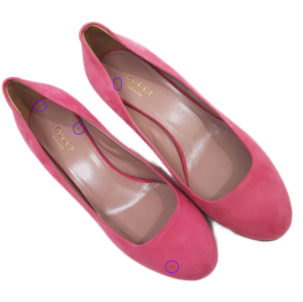 名東】【GUCCI】グッチ バンブーヒール パンプス ピンク スエード