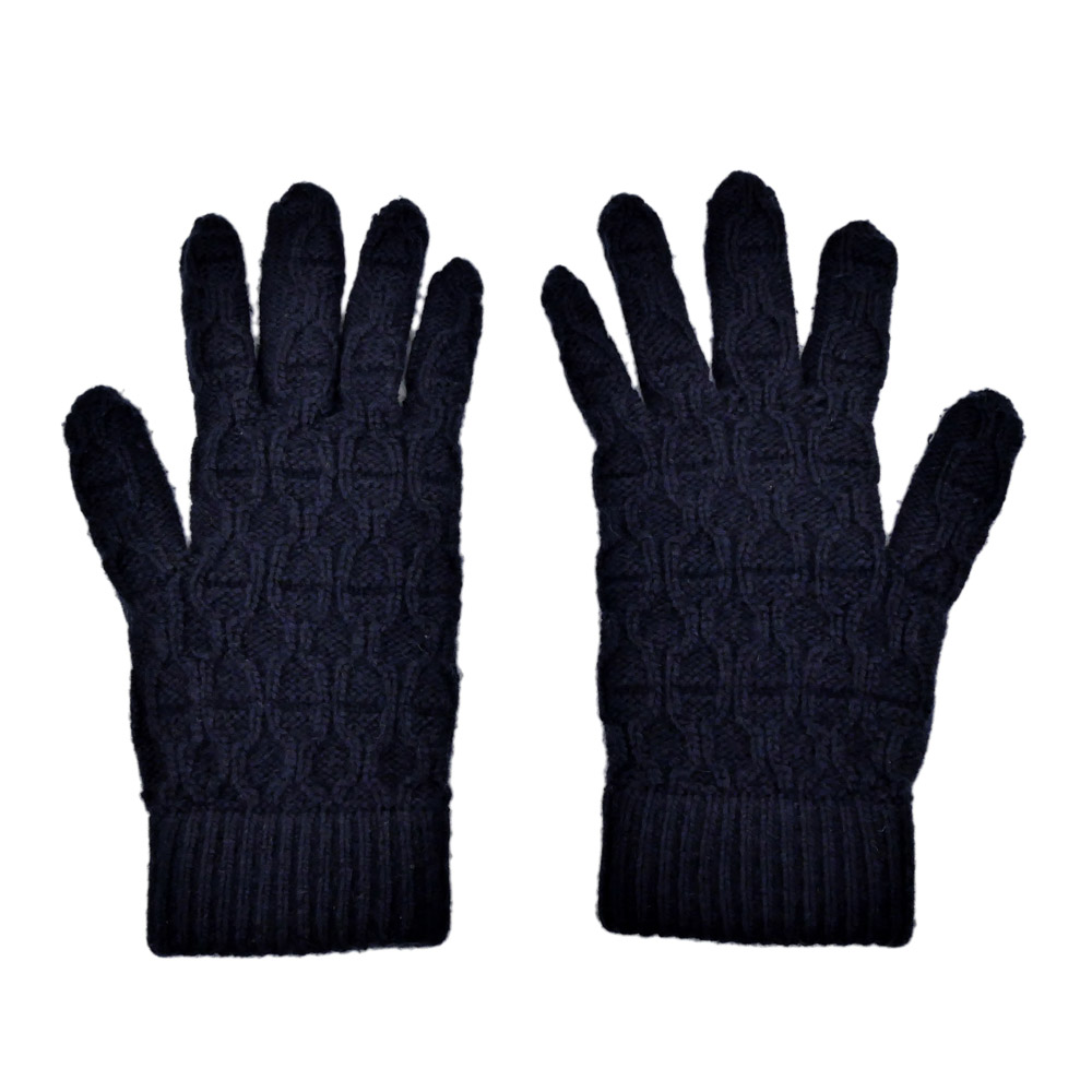 名東】【HERMES】エルメス 手袋 トリ マイヨン グローブ ネイビー S