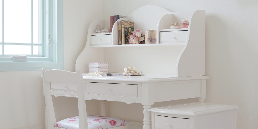 リリーホワイトデスク3点セット