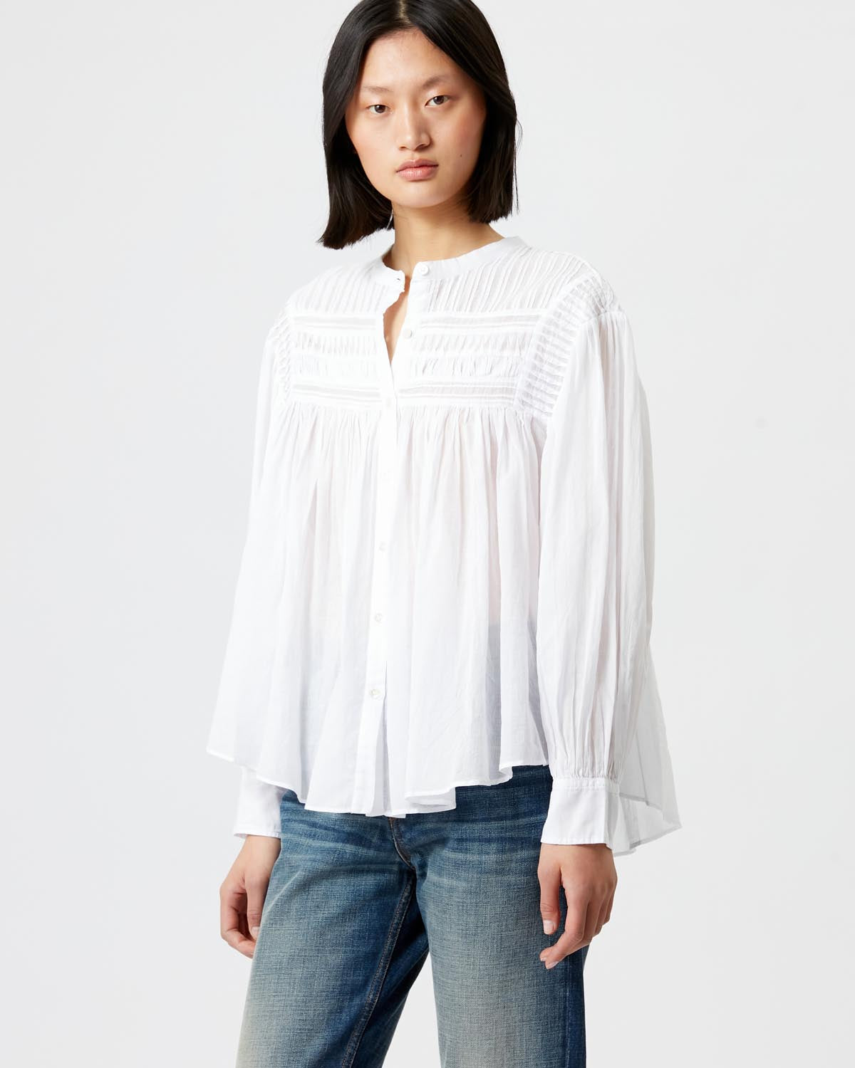 Plalia Voile Top Woman white | ISABEL MARANT Official online store