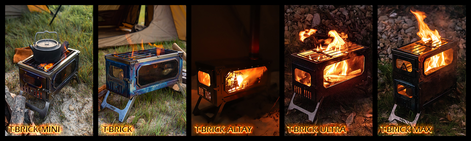 T-BRICK 折りたたみ チタンテント ストーブ | ポータブルテント薪