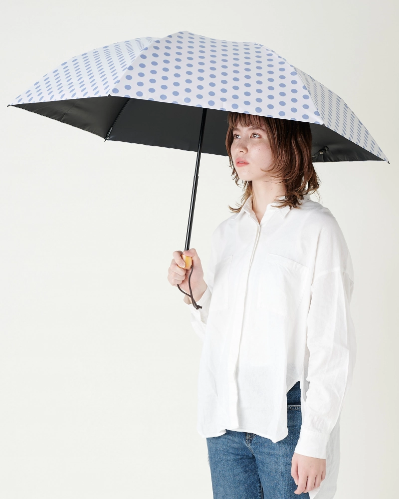 3段折 / 水玉 | 完全遮光日傘｜サンバリア100