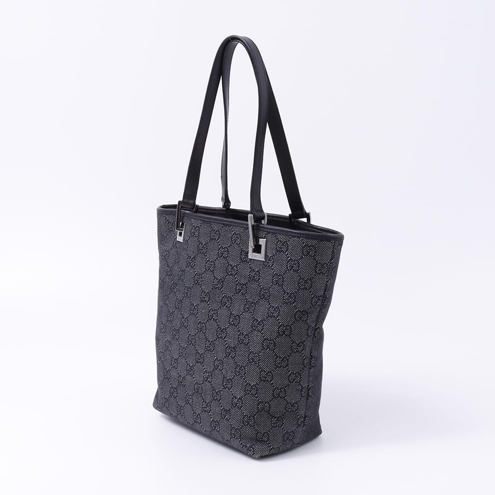 GUCCI GGキャンバス トートバッグ 黒/グレー 31244 Canvas Leather