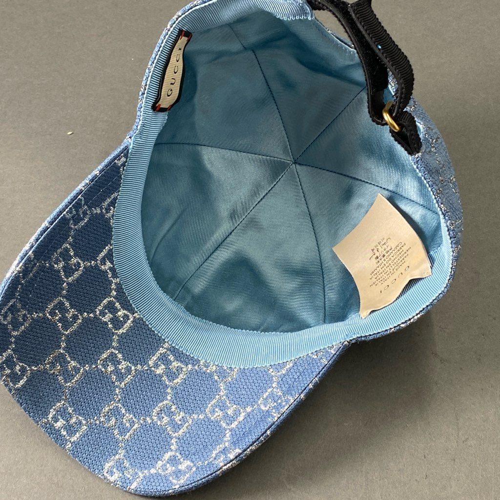 f6 GUCCI グッチ GGラメ ベースボールキャップ 631953 S 56cm ブルー