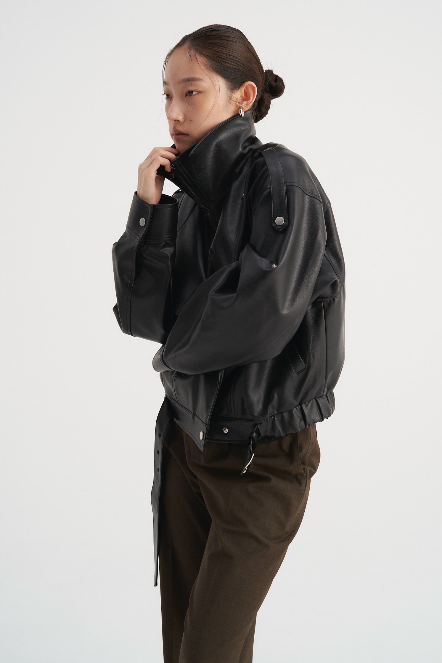 Carven | Stand collar leather blouson – Venica