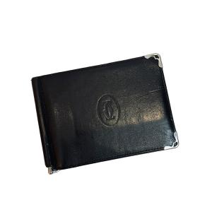 マネークリップ 二つ折り財布 レザー ビジネス 薄型 フランス製 黒