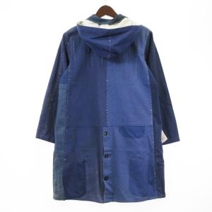 サンプル品 手縫い リメイク ショップコート フード 2way パッチワーク