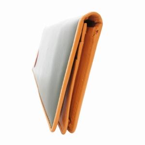 二つ折り長財布 ウォレット ロゴワッペン バチュークロス カーキ 茶