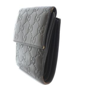 2つ折り財布 ウォレット グッチシマ GG柄 レザー ロゴ型押し 濃茶