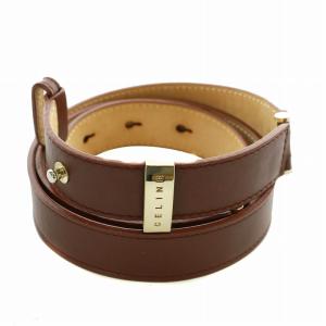 ヴィンテージ ベルト バックル レザー 馬車ロゴ ゴールド金具 75 濃茶