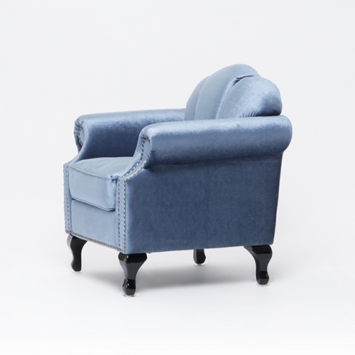 シェルファー 1人掛けソファ ブルーベルベット VS1F92K | アンティーク