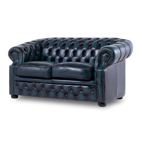 2人掛けソファ 2シート クラブソファ アンティークブルー 本革 VSA915