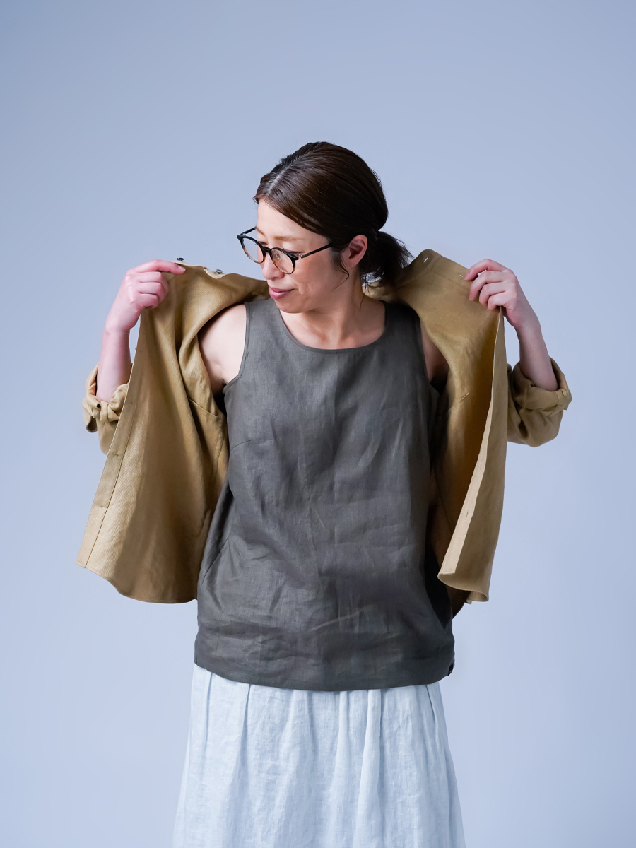 リネンタンクトップ】脇汗対策の救世主 よしタンクNEO ／ 鶯茶