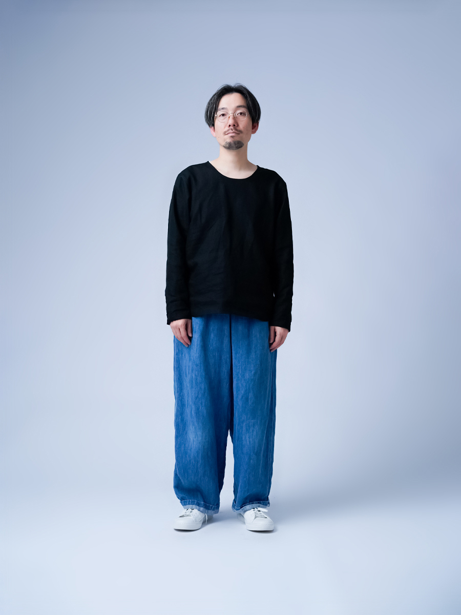 リネントップス】ずっと定番にしたくなるトップス / 黒色 p008b-bck1