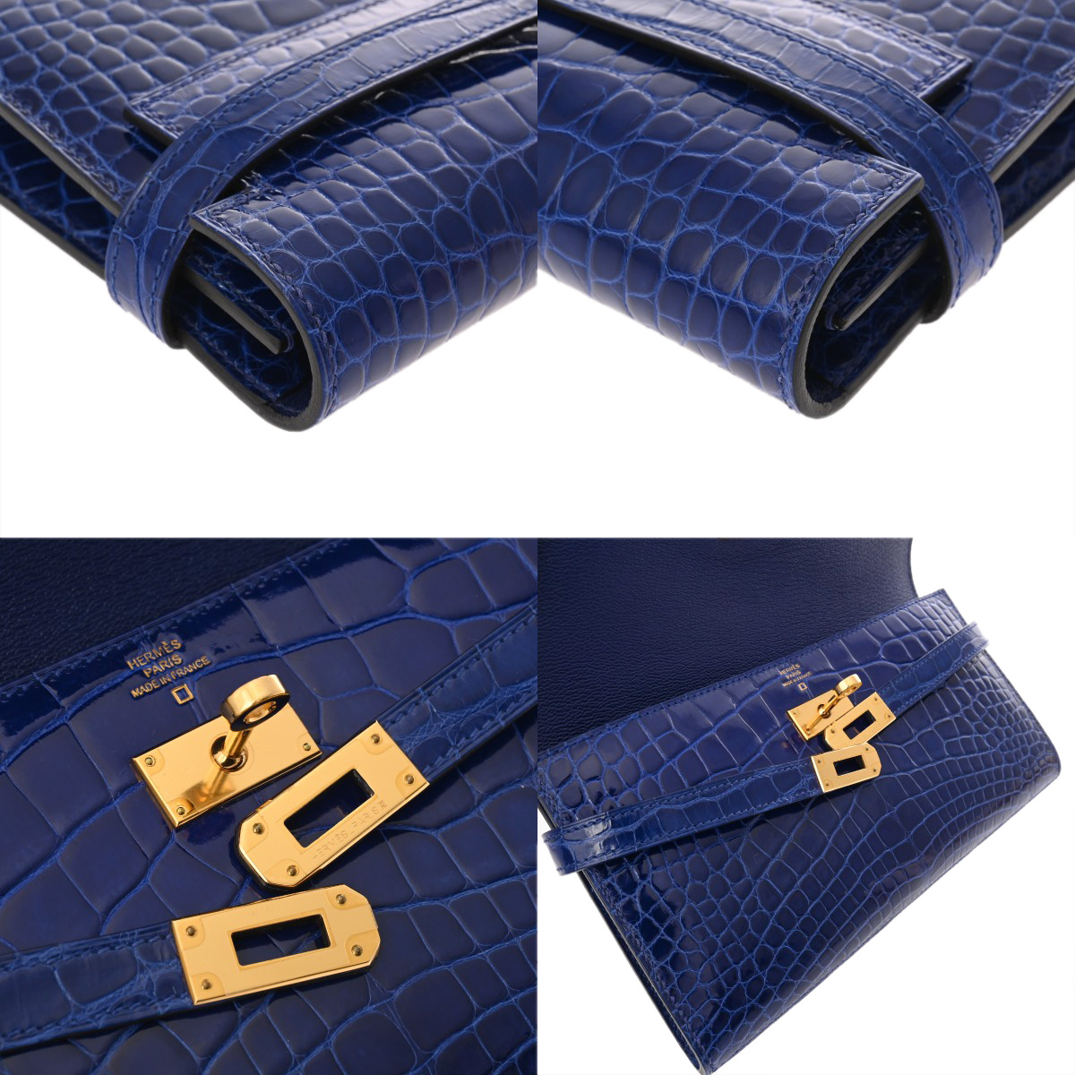 エルメス ケリーウォレット ロング ブルーエレクトリック アリゲーター