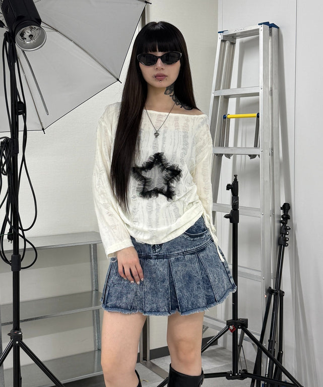 プリーツヘムフリンジデニムミニスカート《新色登場》 – WEGO ONLINE STORE