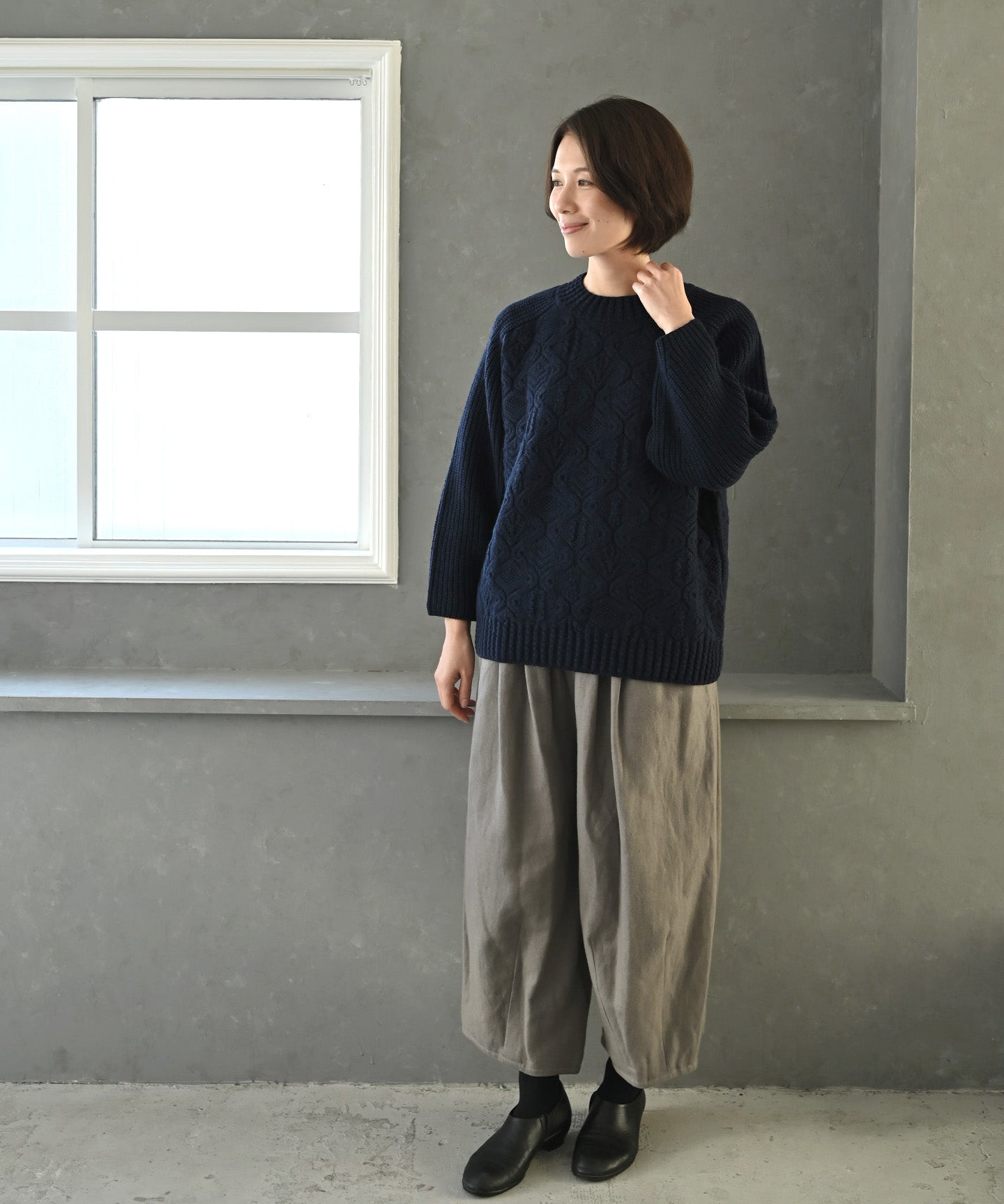 リネンウール裾タックパンツ (mug310 グレー/ベージュ) – WOOL STUDIO