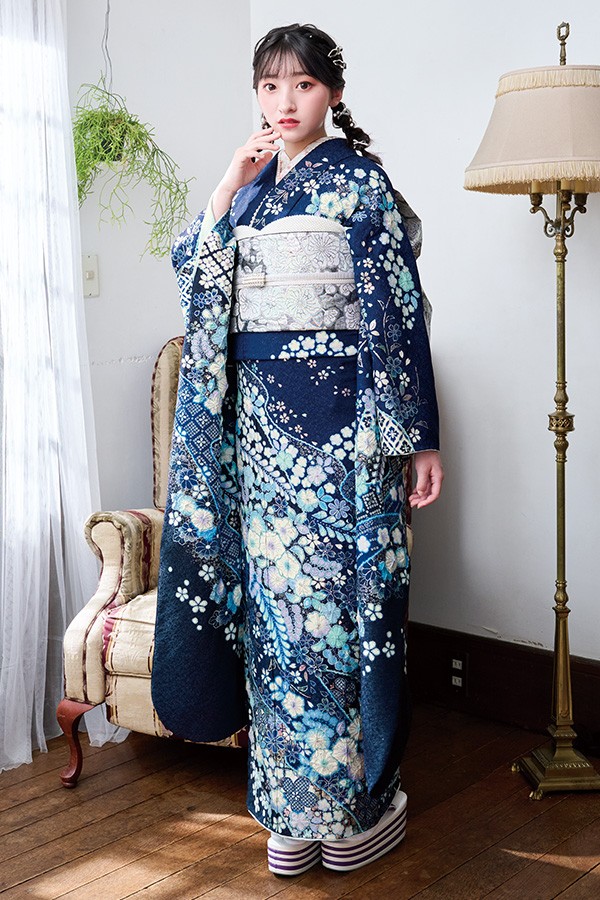 青地辻が花絞り 翠山工房 作【A-2908】｜振袖ギャラリー｜浜松市で成人