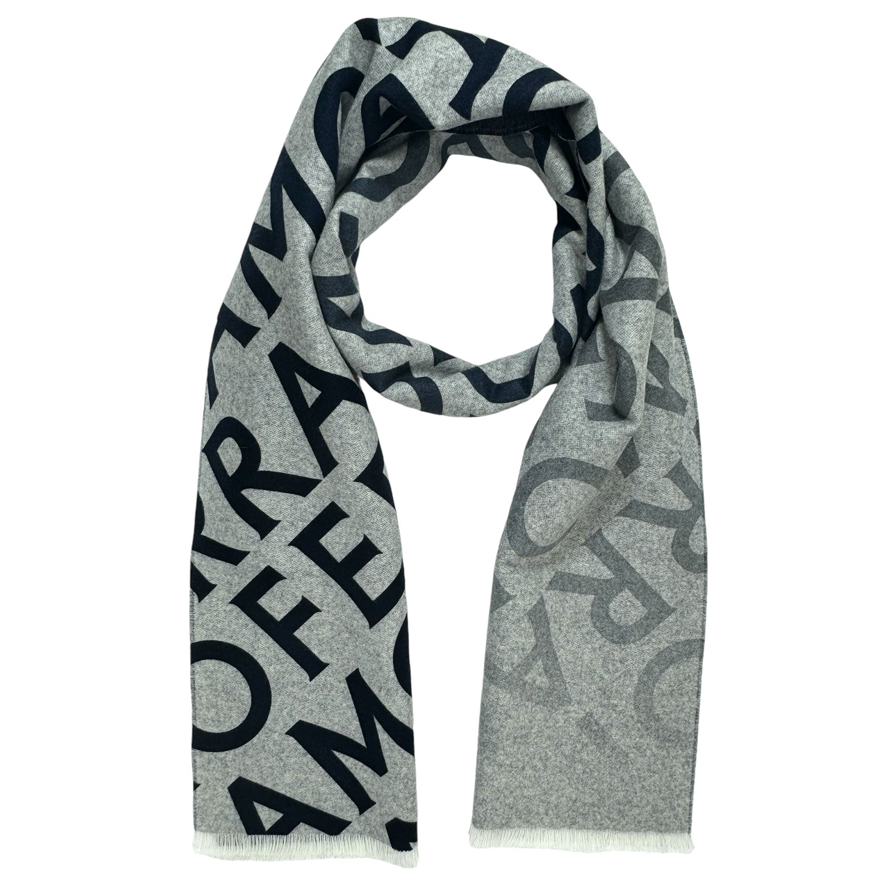 Salvatore Ferragamo Scarf Gray Logo Double Scarf With Lettering
