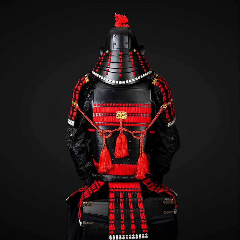 Handmade Black and Red Japanese Samurai Armor Set - Life-Size