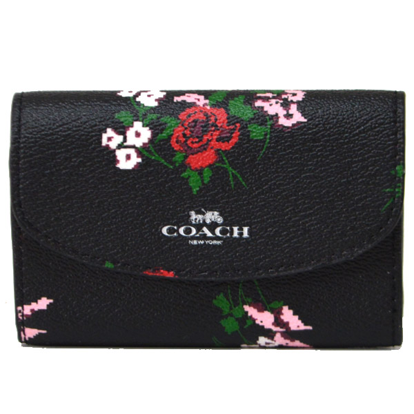 COACH】コーチ コーティング キャンパス レザー ローズ フローラル 花