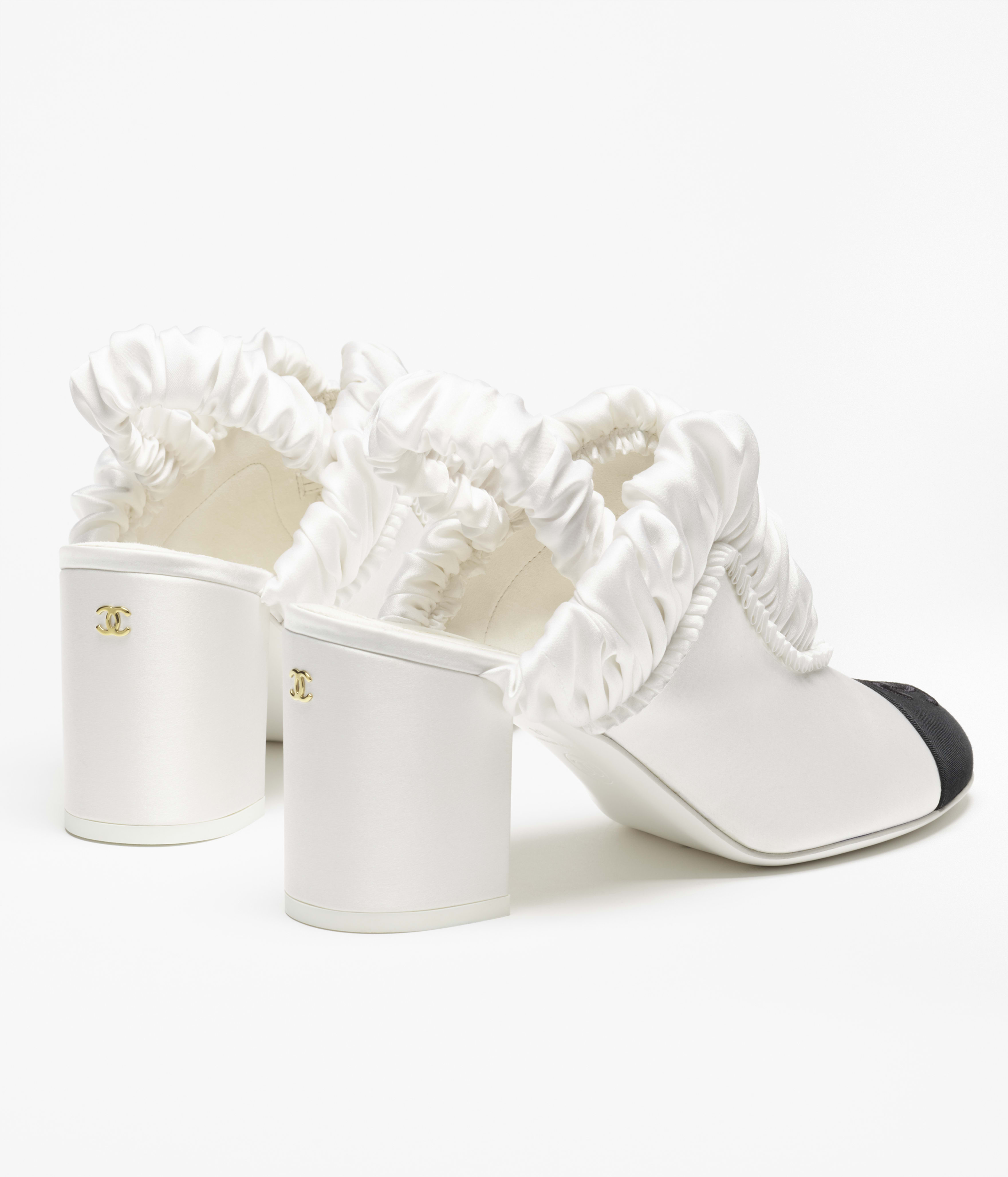 スリングバック シューズ - シルク サテン & グログラン、ホワイト