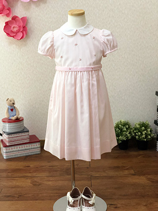 ファミリア ベビーピンクストライプ柄の半袖ワンピース 110 / ブランド