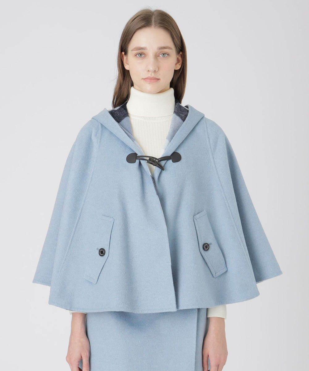 取扱店舗限定】クレストブリッジチェックリバーポリウールケープコート