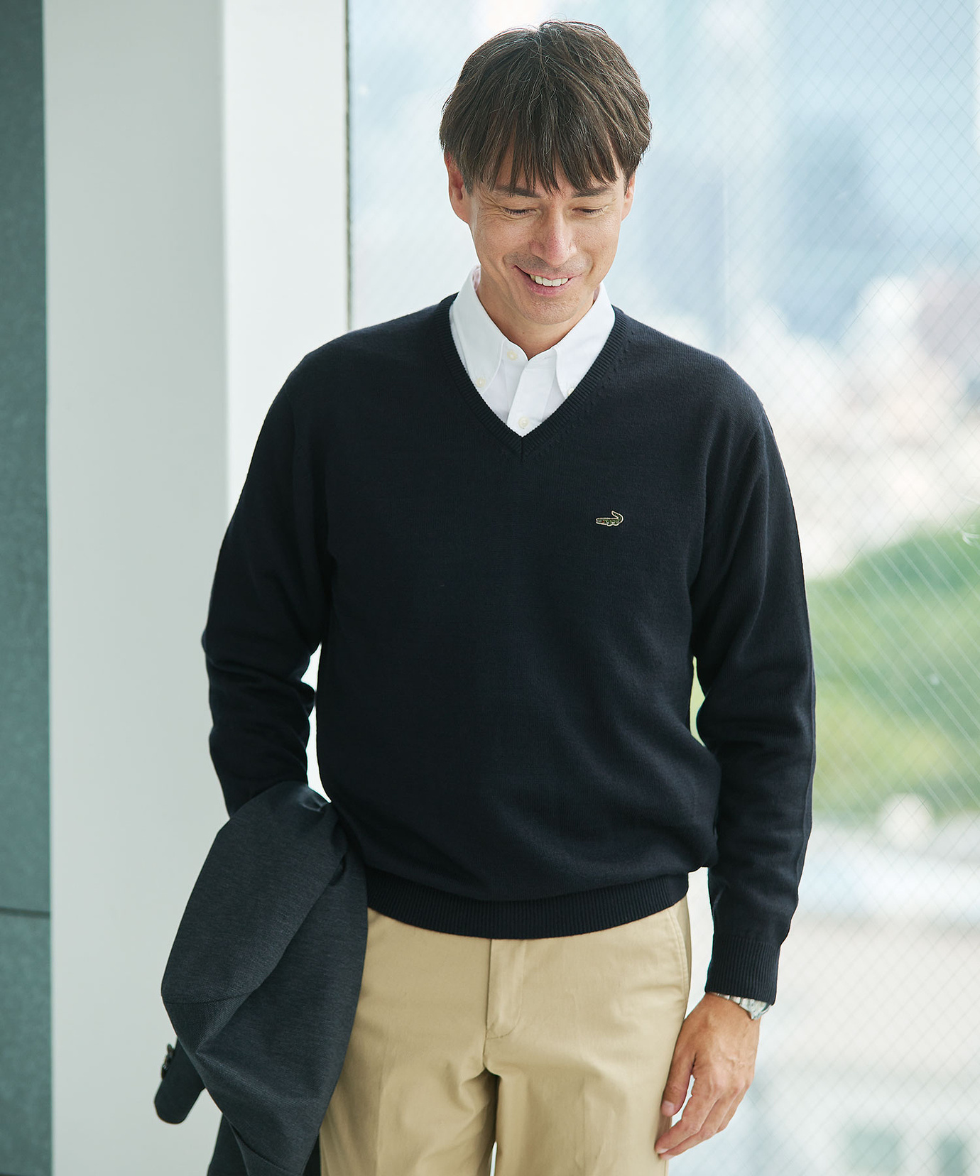 メンズ 10ゲージVネックセーター【洗濯機洗いOK】通販 [1603-06581