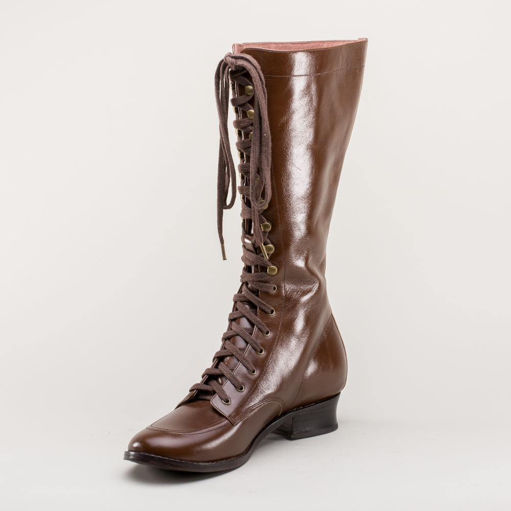 Bessie Vintage Aviator Boots (Brown) – American Duchess