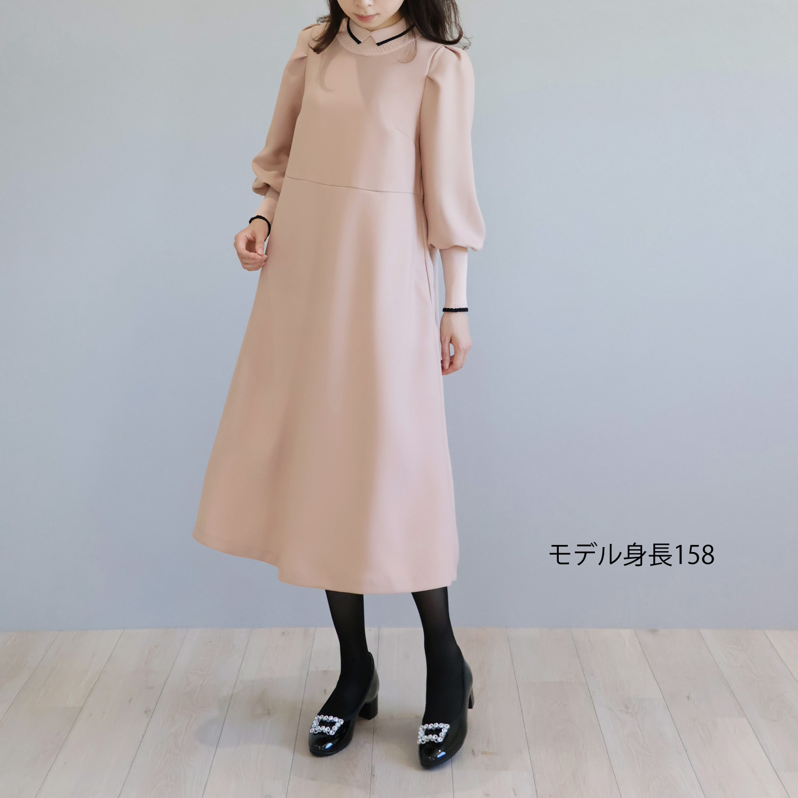 ニット衿 袖口すっきり リラックスワンピース【JM2362BE】 商品詳細