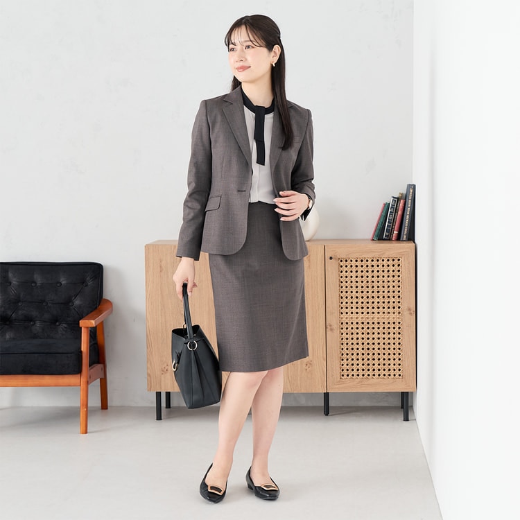 洗える360°キレイスーツ 茶 テーラードジャケット セットアップ着用可