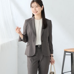 洗える360°キレイスーツ 茶 テーラードジャケット セットアップ着用可