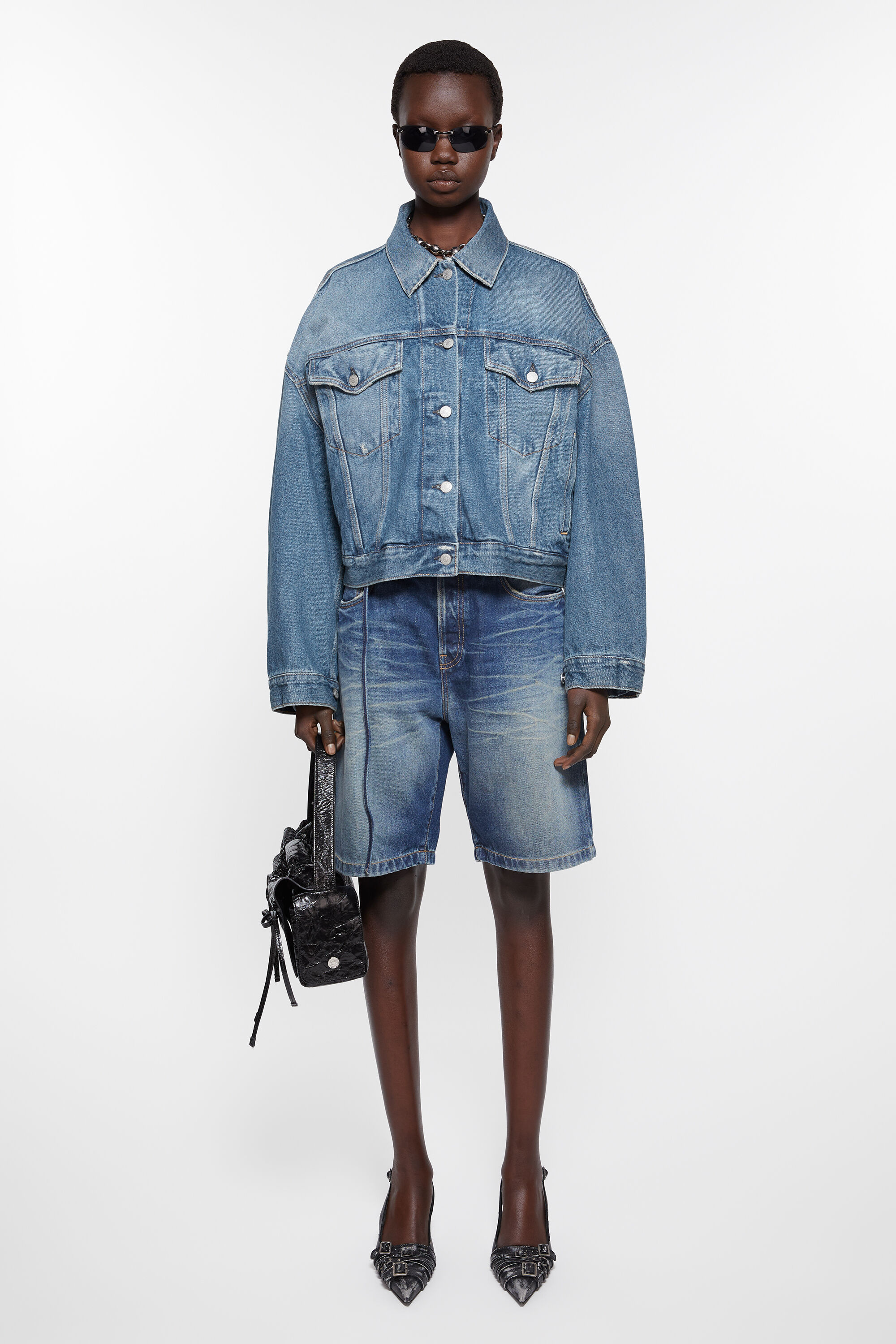 Acne Studios - Denim jacket - Relaxed cropped fit - Mid Blue
