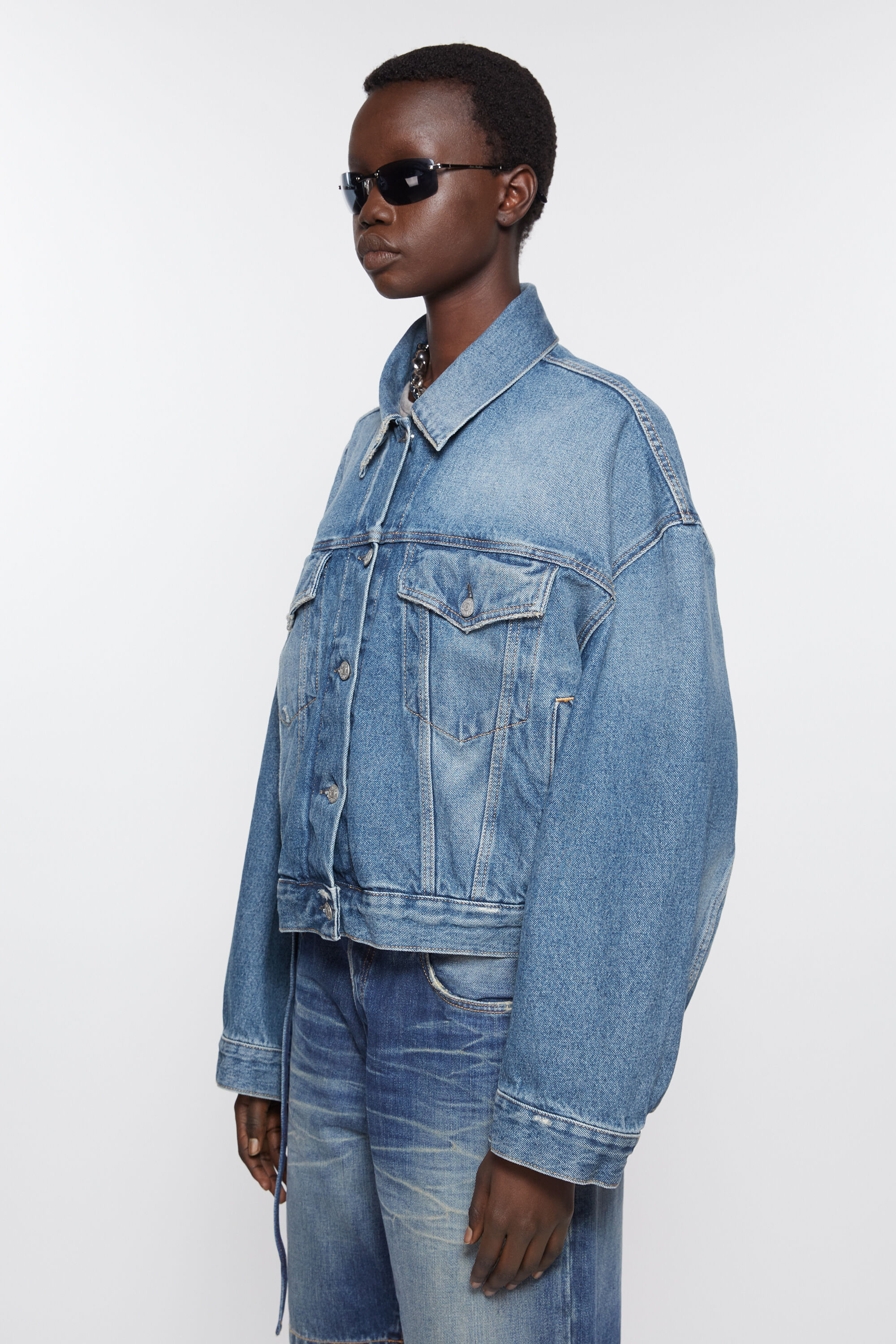 Acne Studios - Denim jacket - Relaxed cropped fit - Mid Blue