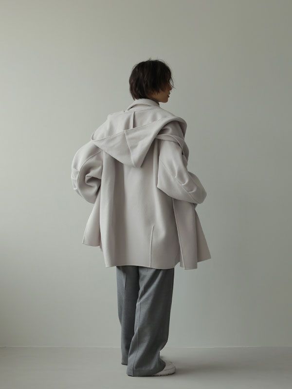 ETRE TOKYO - フーディーストールコクーンコート - GREY | ADDICT WEB SHOP