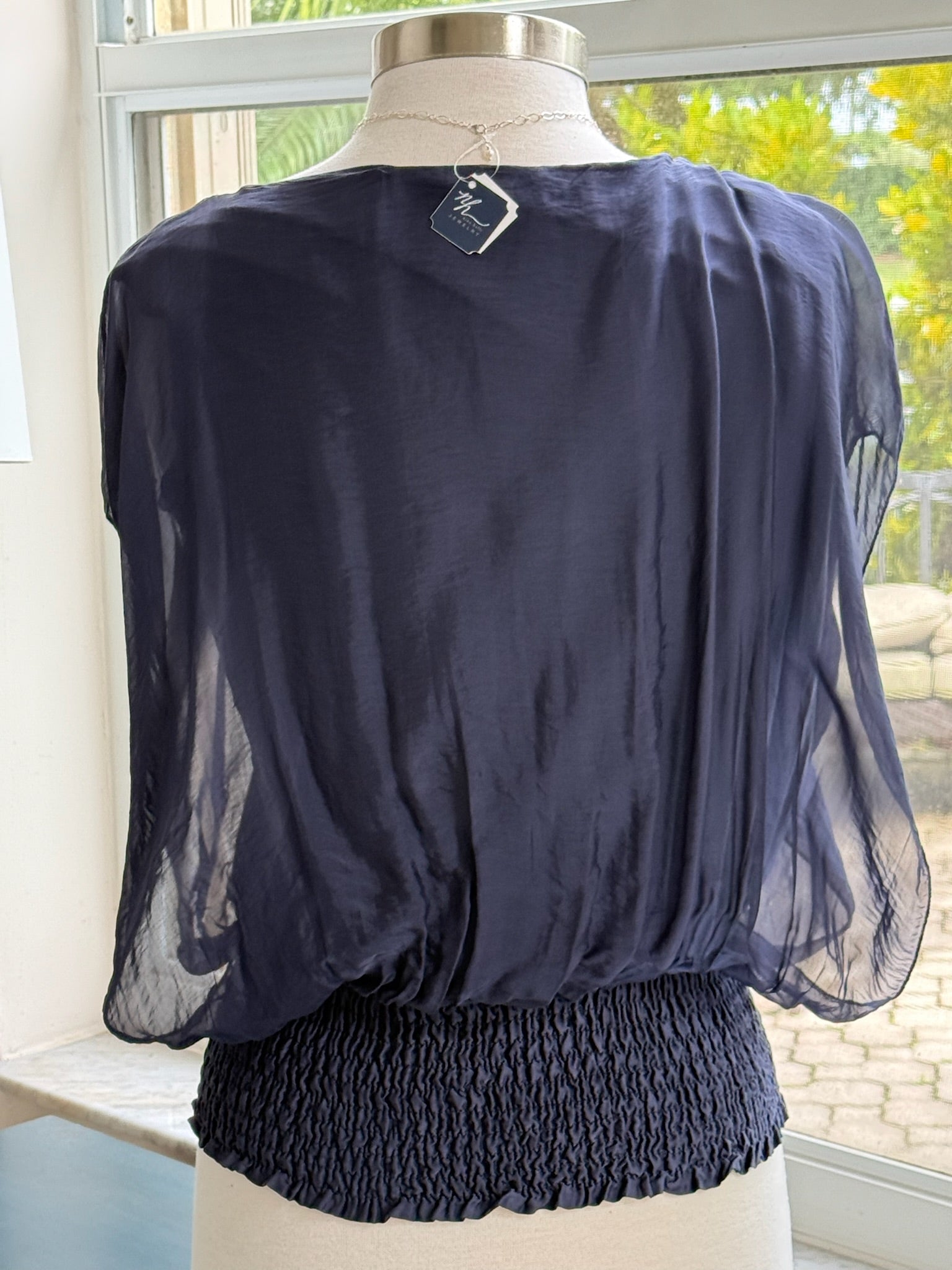 Alix Fitted Waist Blouse in Navy | Women's Clothing Ardor Boutique