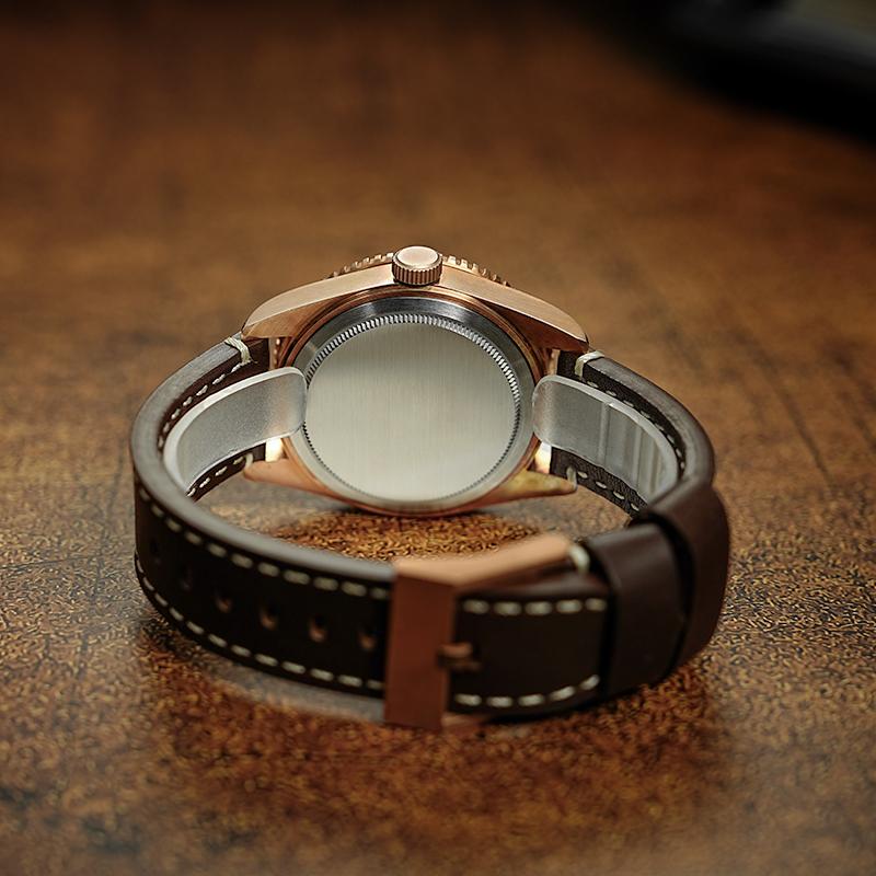 Baltany Burgundy Dial Bronze Diver Retro Watch