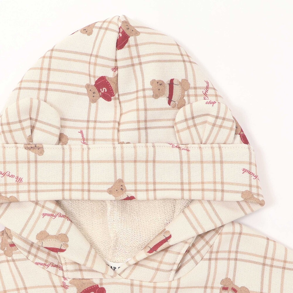 お揃い】アニマルクマさん総柄クマ耳フード付きワンピース(80~130cm