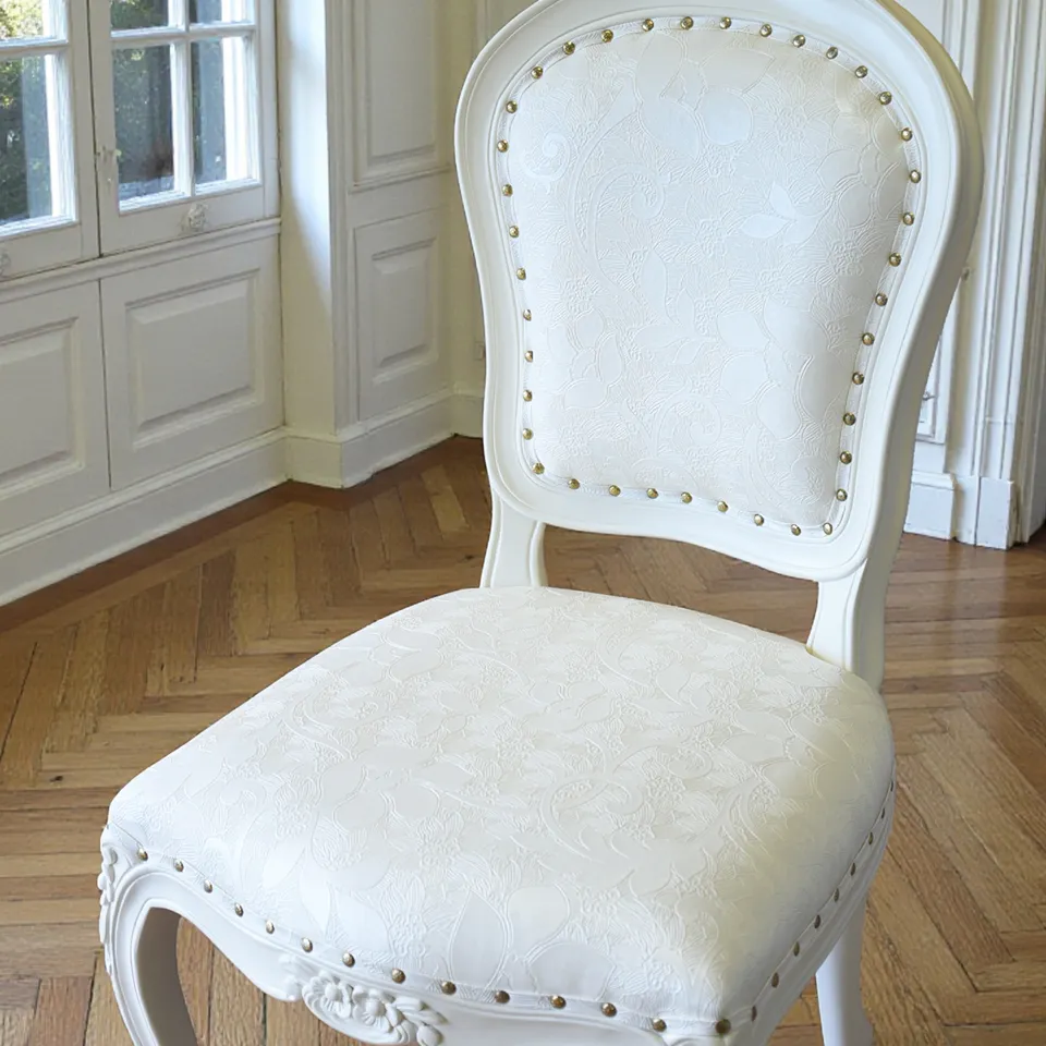 ロココ調 ダイニングチェア ホワイト アイボリー 幅55cm 猫脚 ｜ロココ