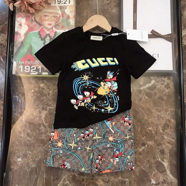 グッチTシャツ子供服男の子と女の子夏服GUCCIロゴ ディズニーミッキー