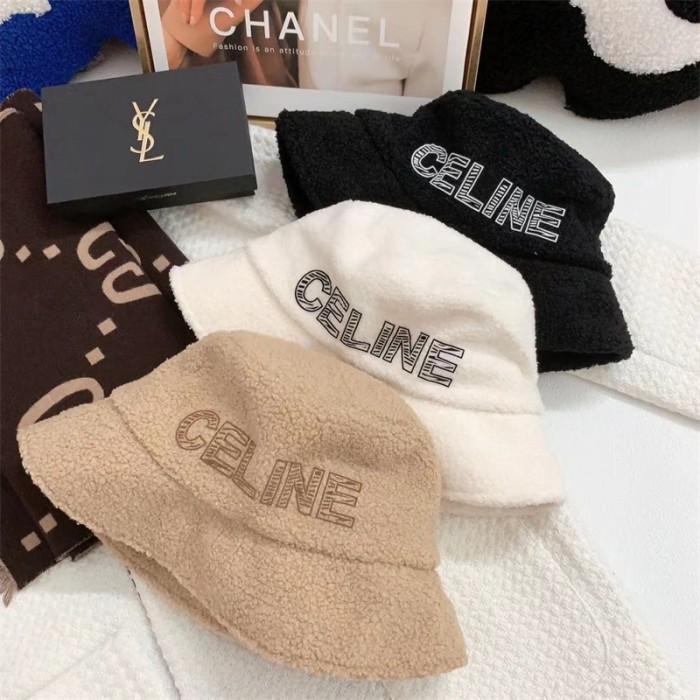 セリーヌ ブランドバケットハット女性 冬用 ふわふわ 帽子 ハット