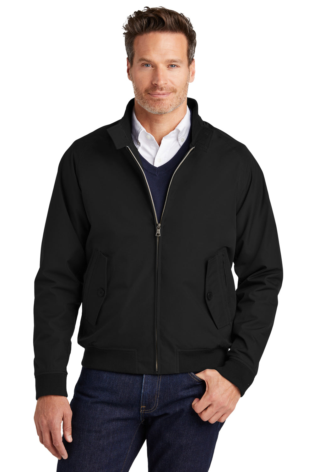 Brooks Brothers BB18604 Mens Deep Black Water Resistant Full Zip