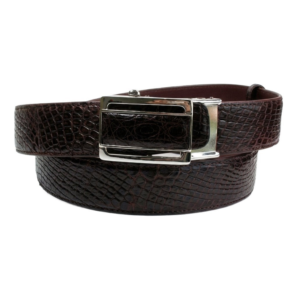 ワイン色調 エキゾチック メンズベルト | 手作りクロコダイル